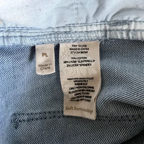 SOFT SURROUNDINGS | Women’s Leaf Print 5 Pocket Pull On Denim Leggings Size PL - Picture 7 of 7